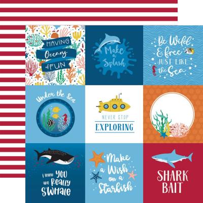 Echo Park Sea Life Designpapier - 4 x 4 Journaling Cards